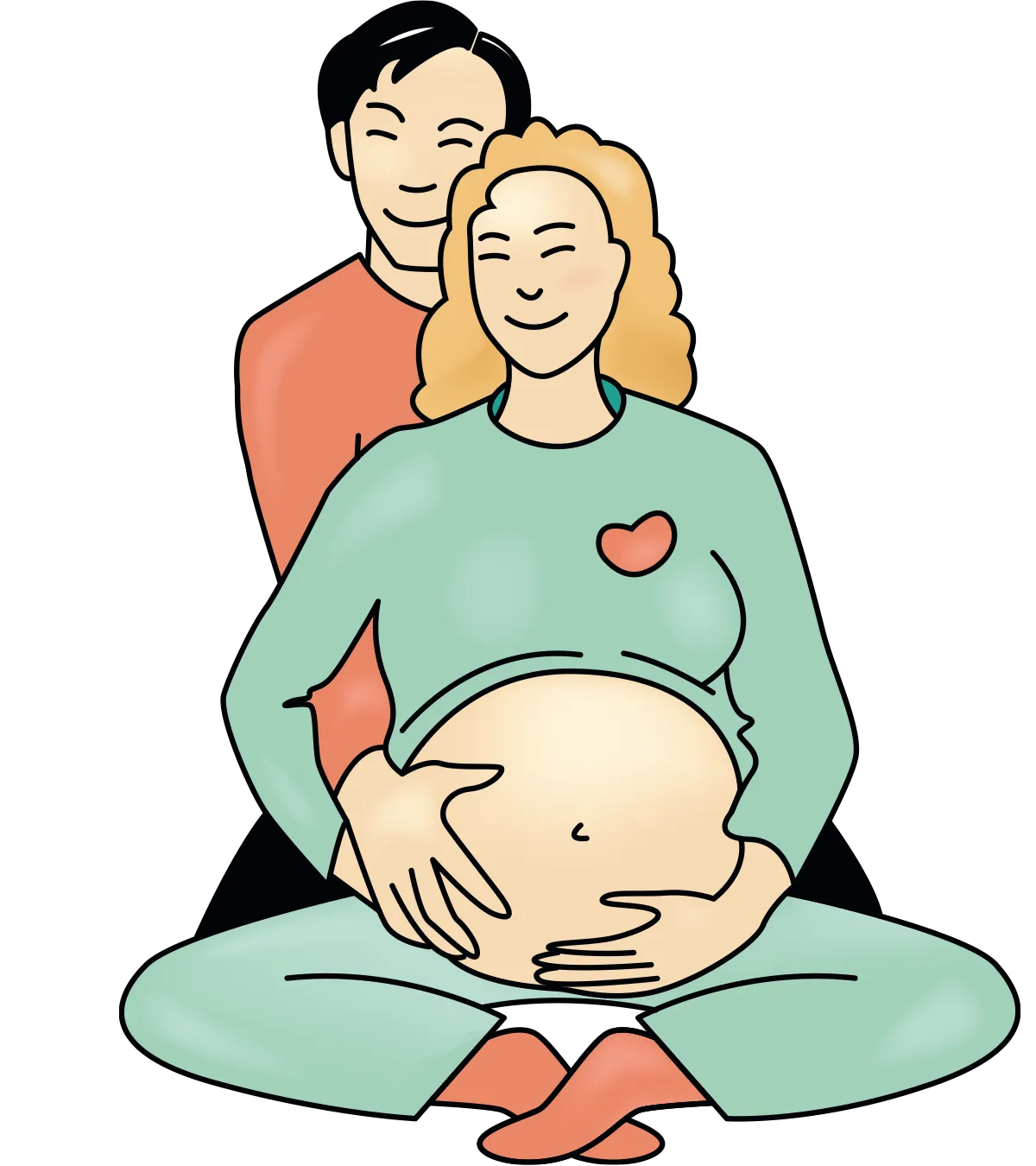 Gravid mamma og pappa er glade sammen