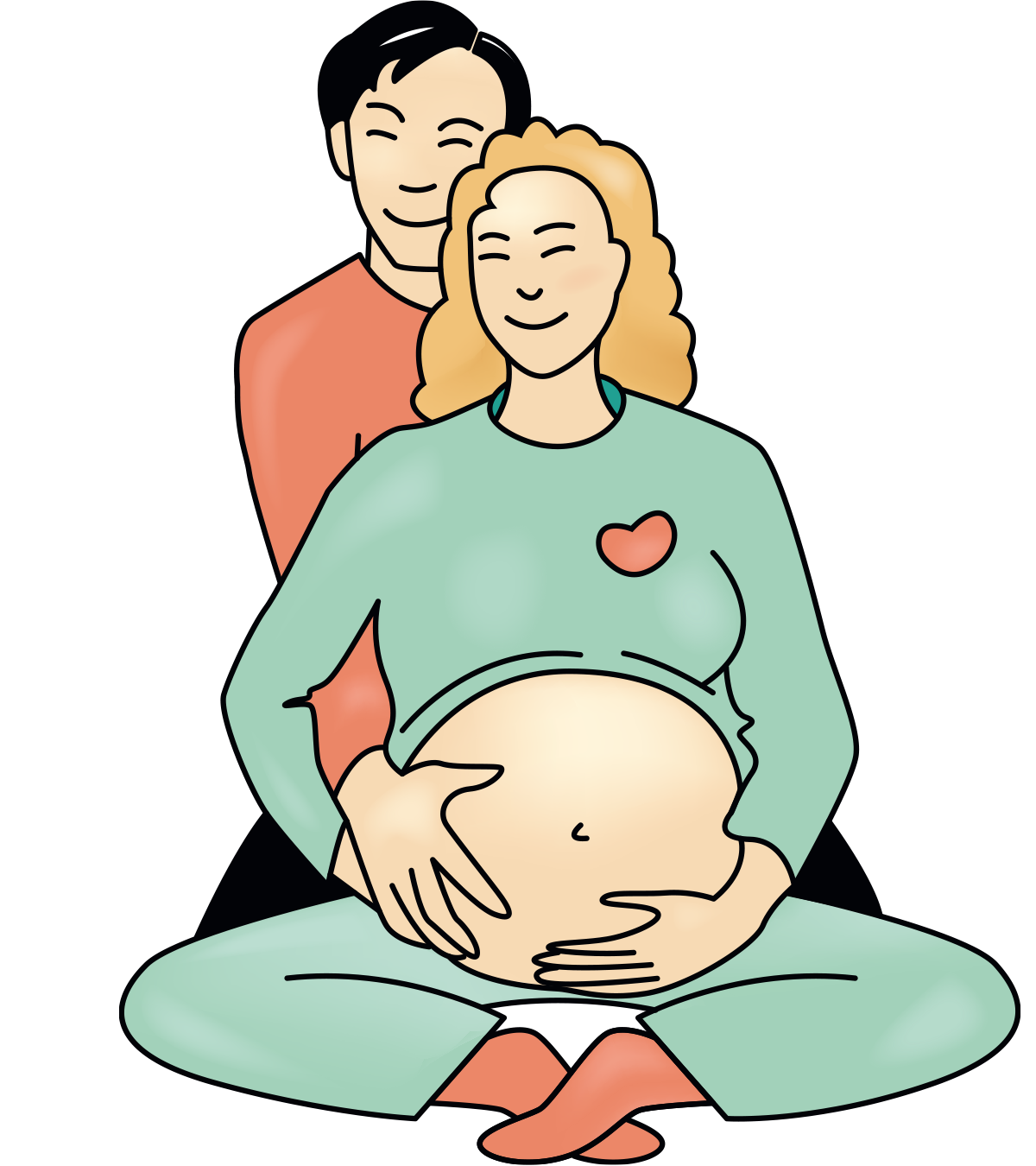 Gravid mamma og pappa er glade sammen
