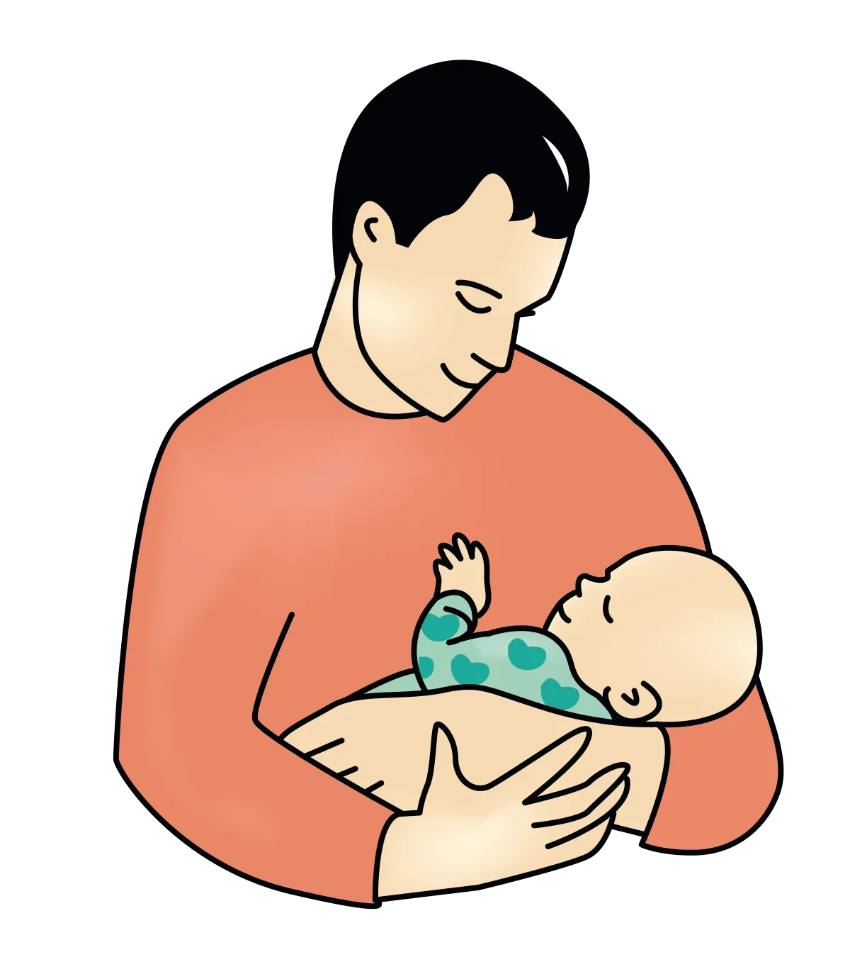 Nybakt pappa med baby